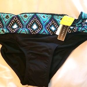 Kenneth Cole reaction bikini swim bottom NWT black blue new w tags tummy Control